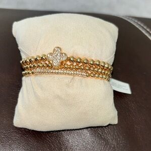 House of Harlow Elegant Gold Beaded stretch Bracelets glass beads NWT